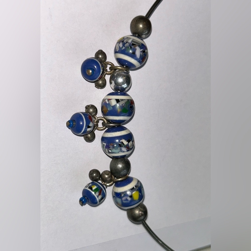 Vintage Millefiori Bead Choker Necklace Murano Style Vintage Necklace - Picture 4 of 13